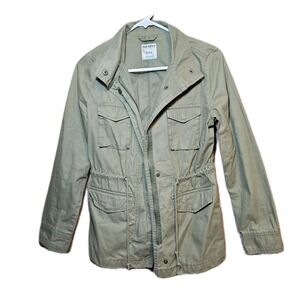 Old‎ Navy Field Jacket Womens XS Small Green Military Army Cinch Waist Full Zip